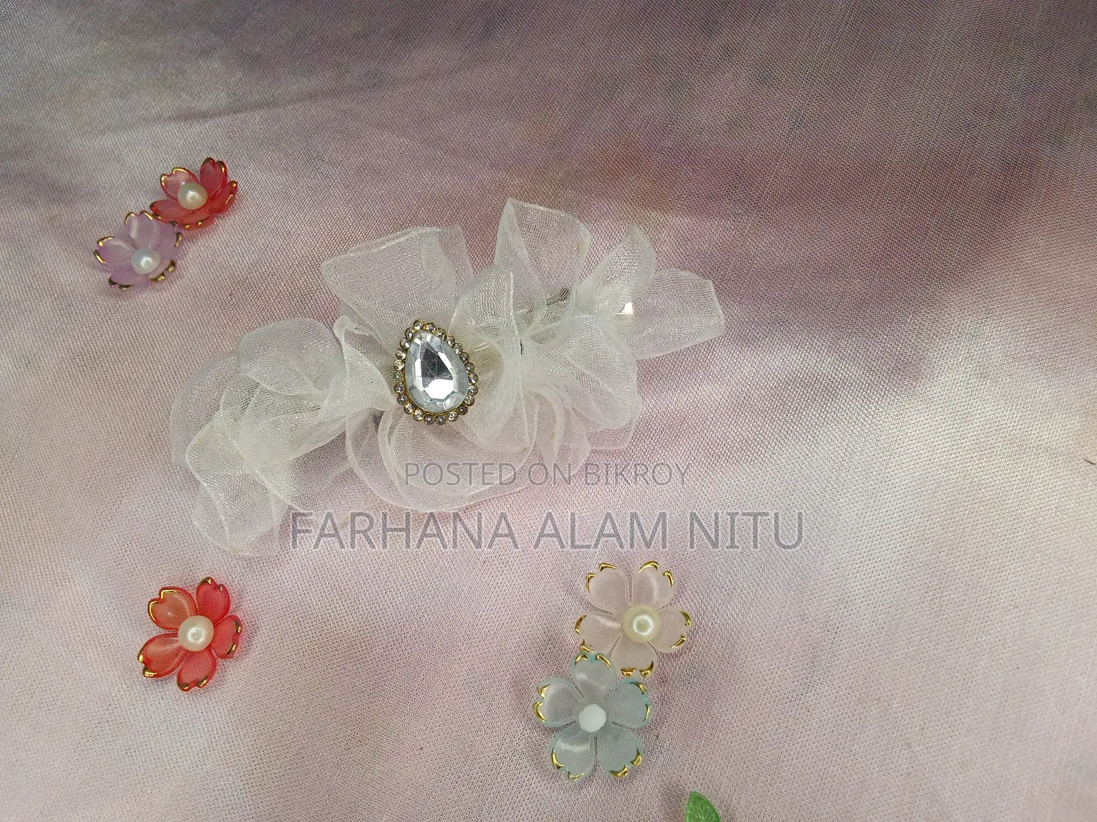 Handmade Net Hair Clip with Stones - 120 Taka