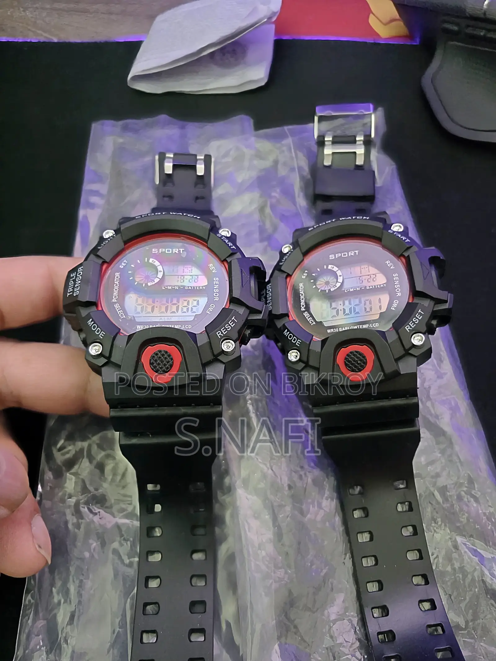 Mens Boys Digital Watch, Led Light Alarm, Heavy Duty