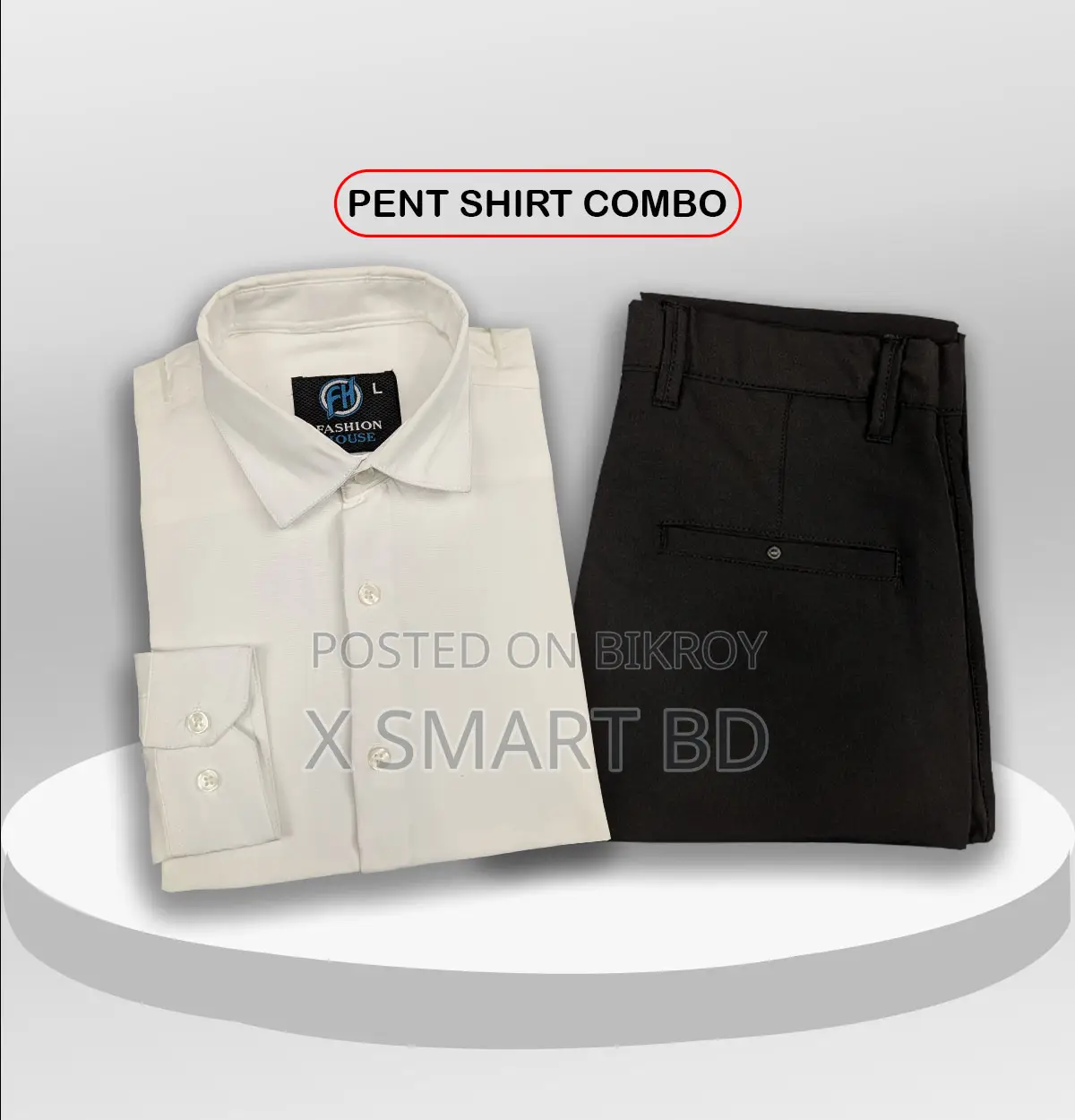 Premium Shirt Pant Combo (Formal / Casual) (White Black)
