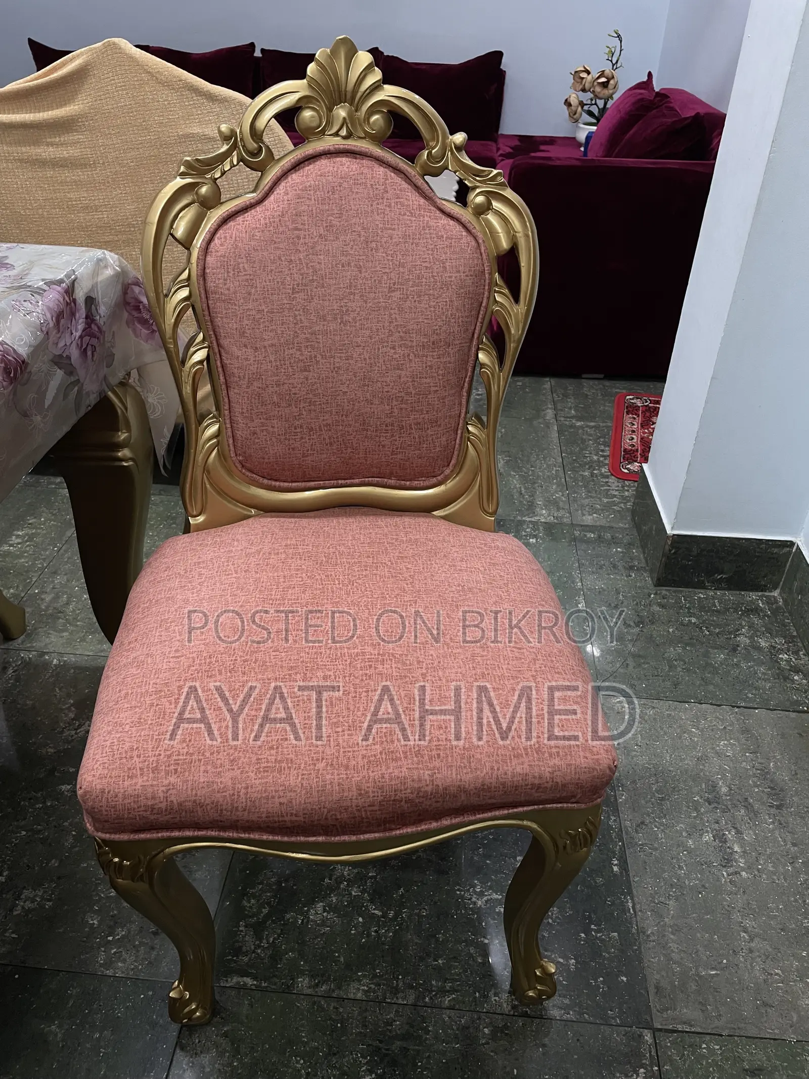 Luxury Royal Gold 6-chair Dining Table Set
