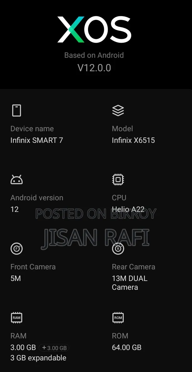 Infinix Smart 7 64 GB Blue