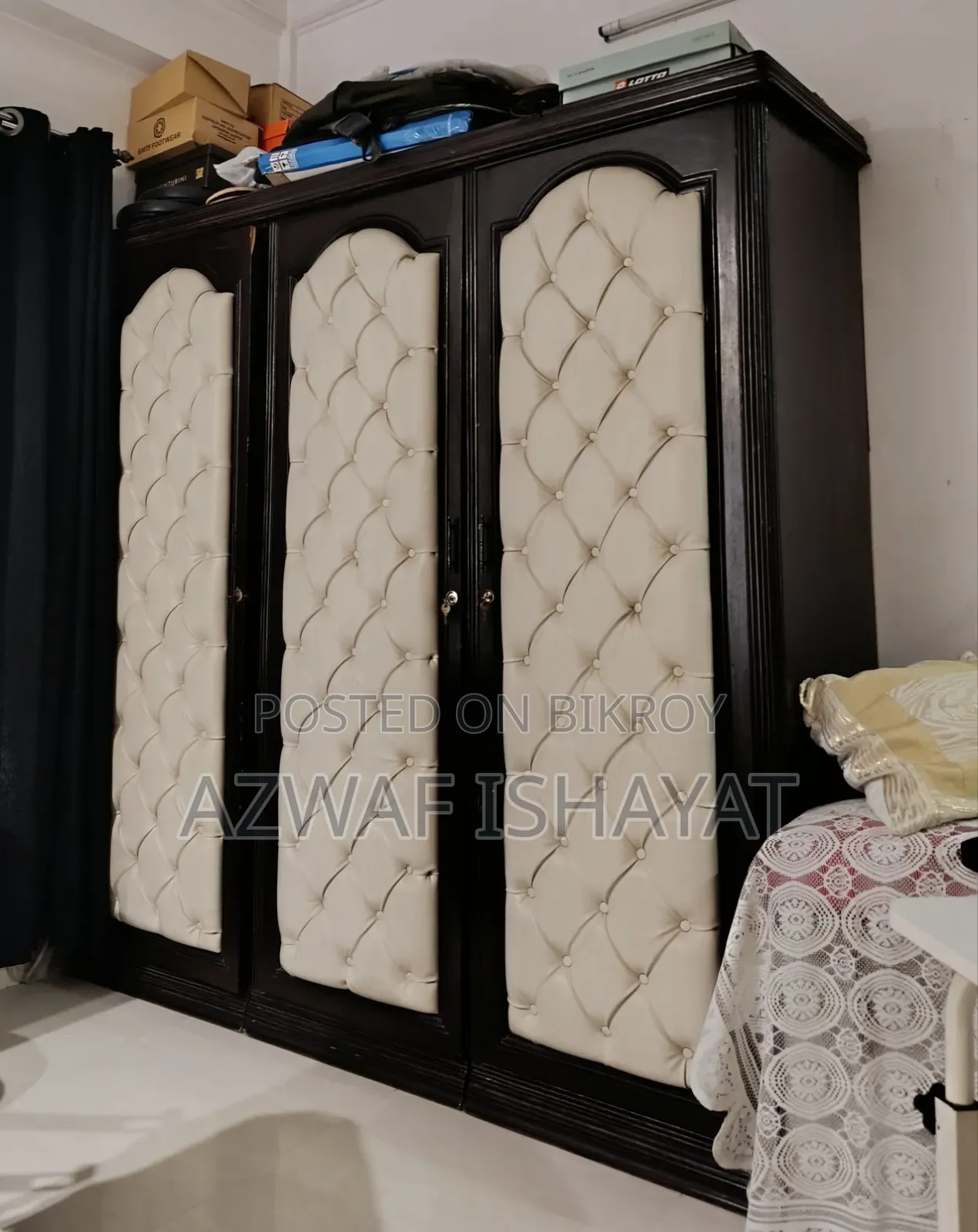 White Leathered Segun Wood Framed Almira