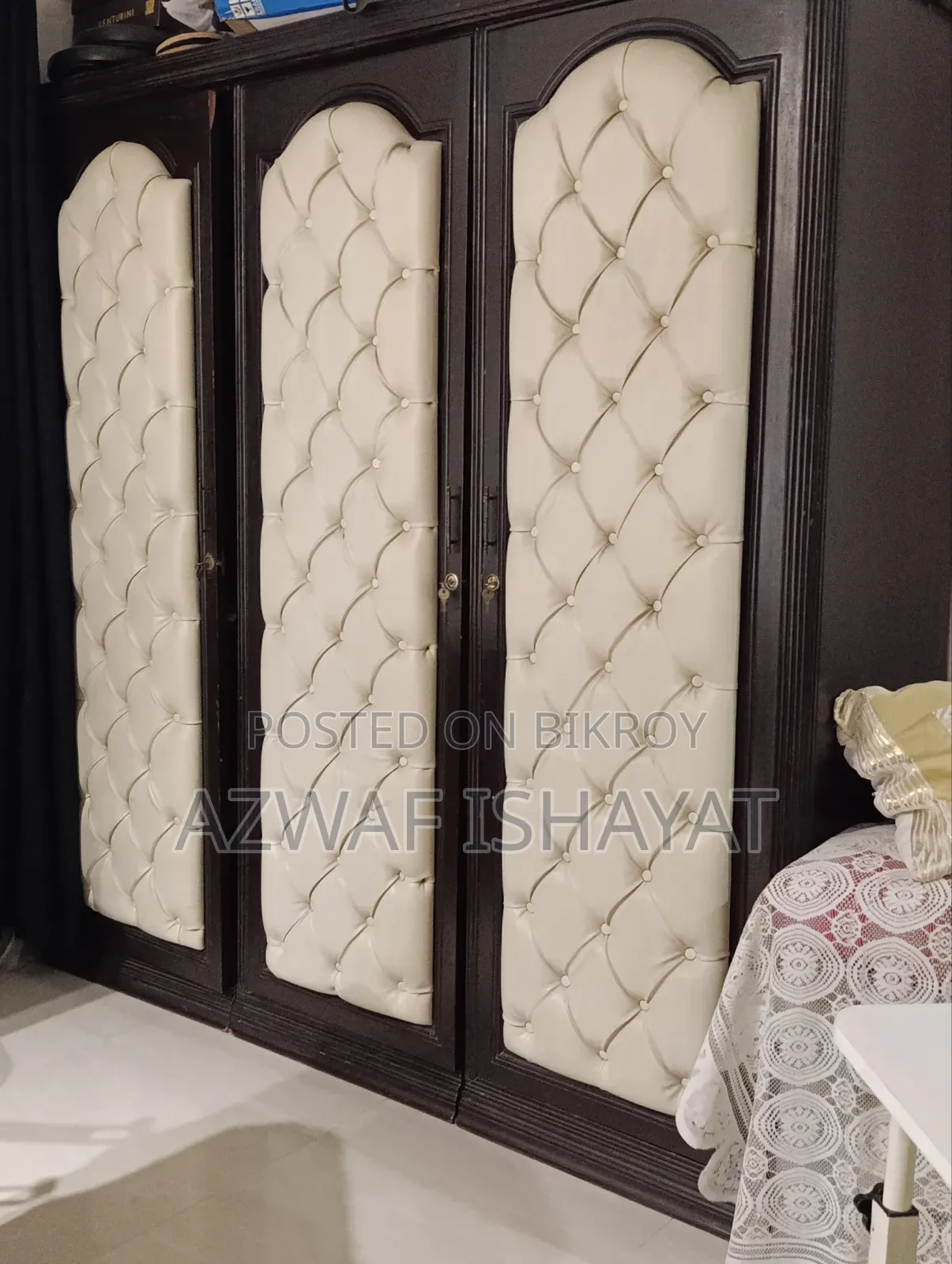 White Leathered Segun Wood Framed Almira