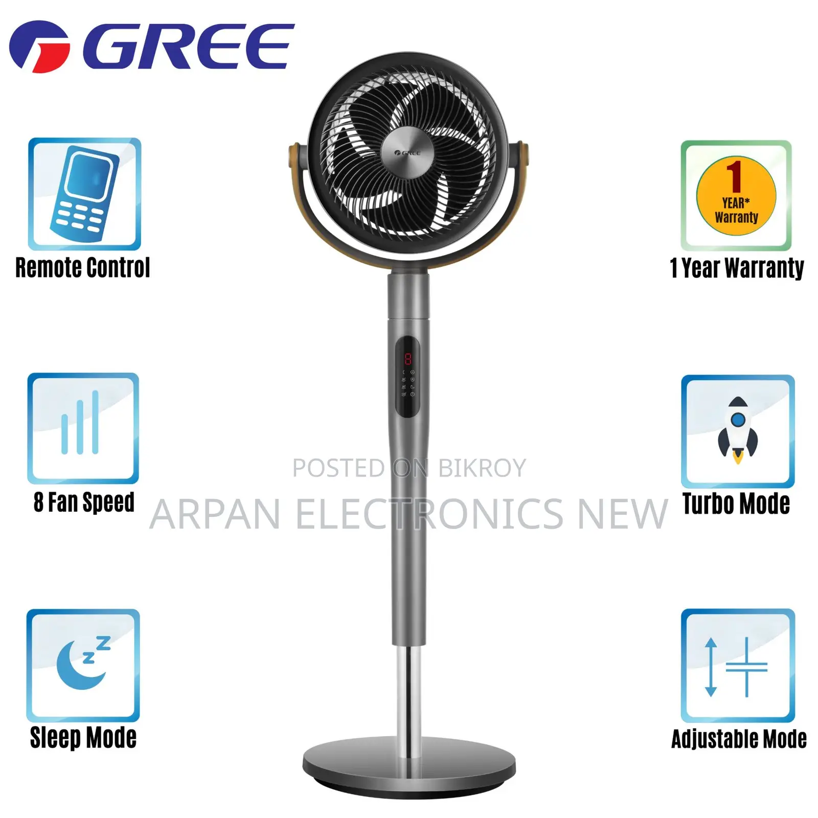 Gree Remote Control Air Circulator Fan-FXDZ-2305bg5 Turbo Speed Fan
