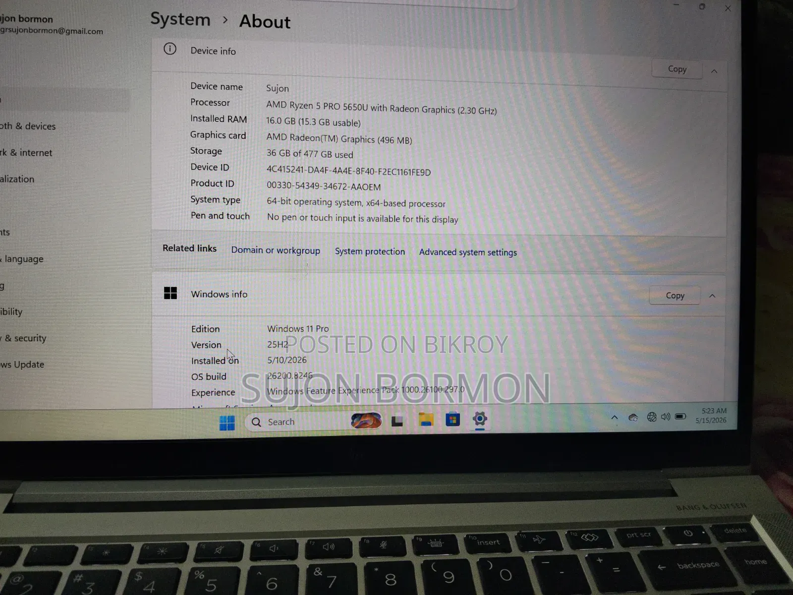 Laptop HP EliteBook 845 G8 16GB AMD Ryzen 5 SSD 512GB