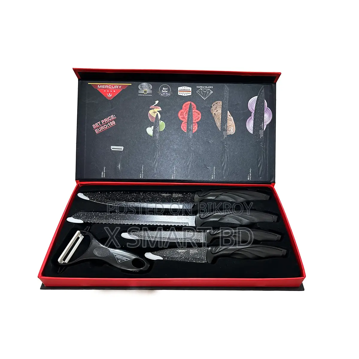 Zepter 5 PCS Non-Stick Knife Set for Kitchen, Super Sharp High Carbon