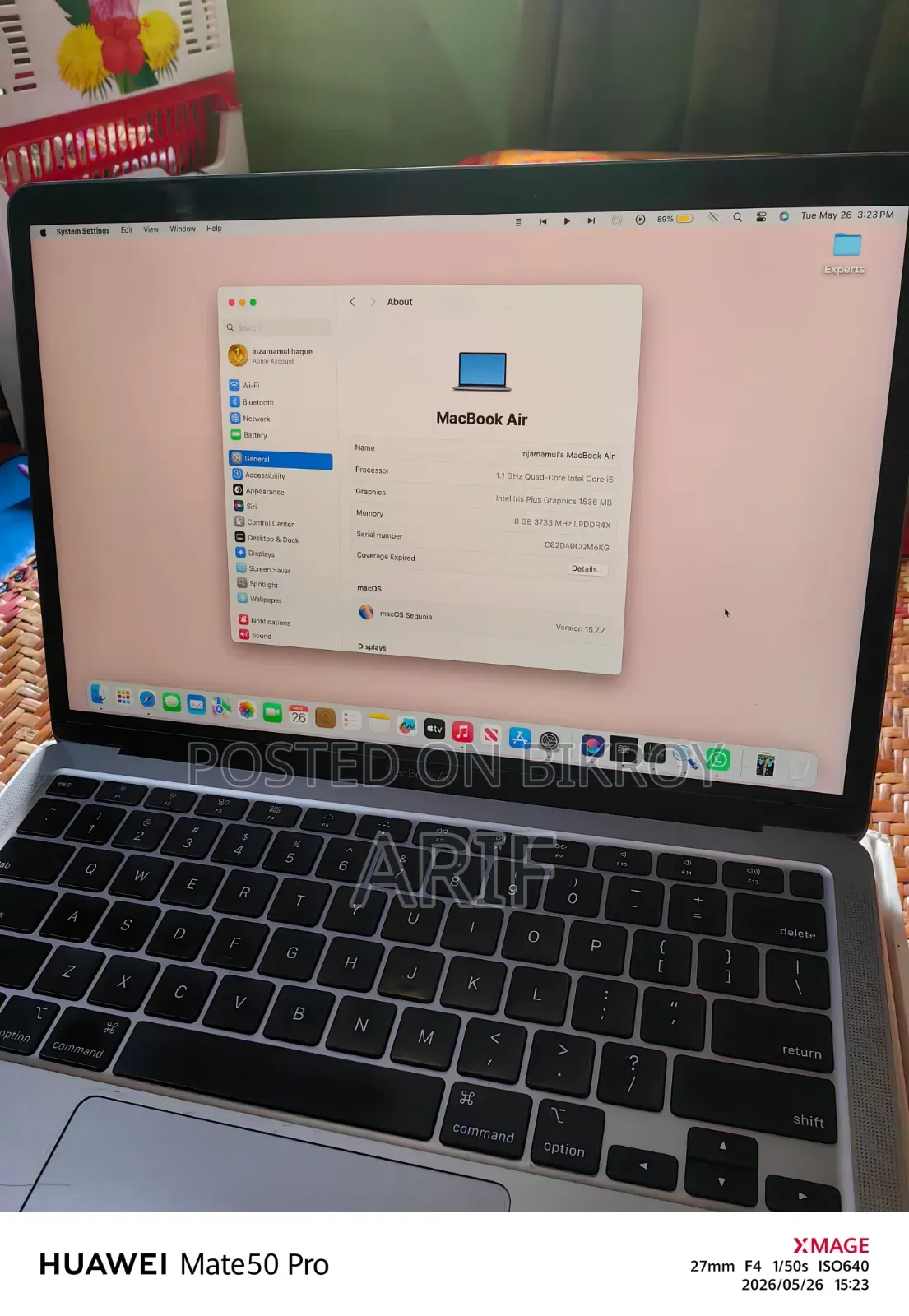 Laptop Apple MacBook Air 2020 8GB Intel Core I5 SSD 512GB