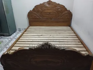 Solid Segun Wood King Size Bed – Luxury Carved Design
