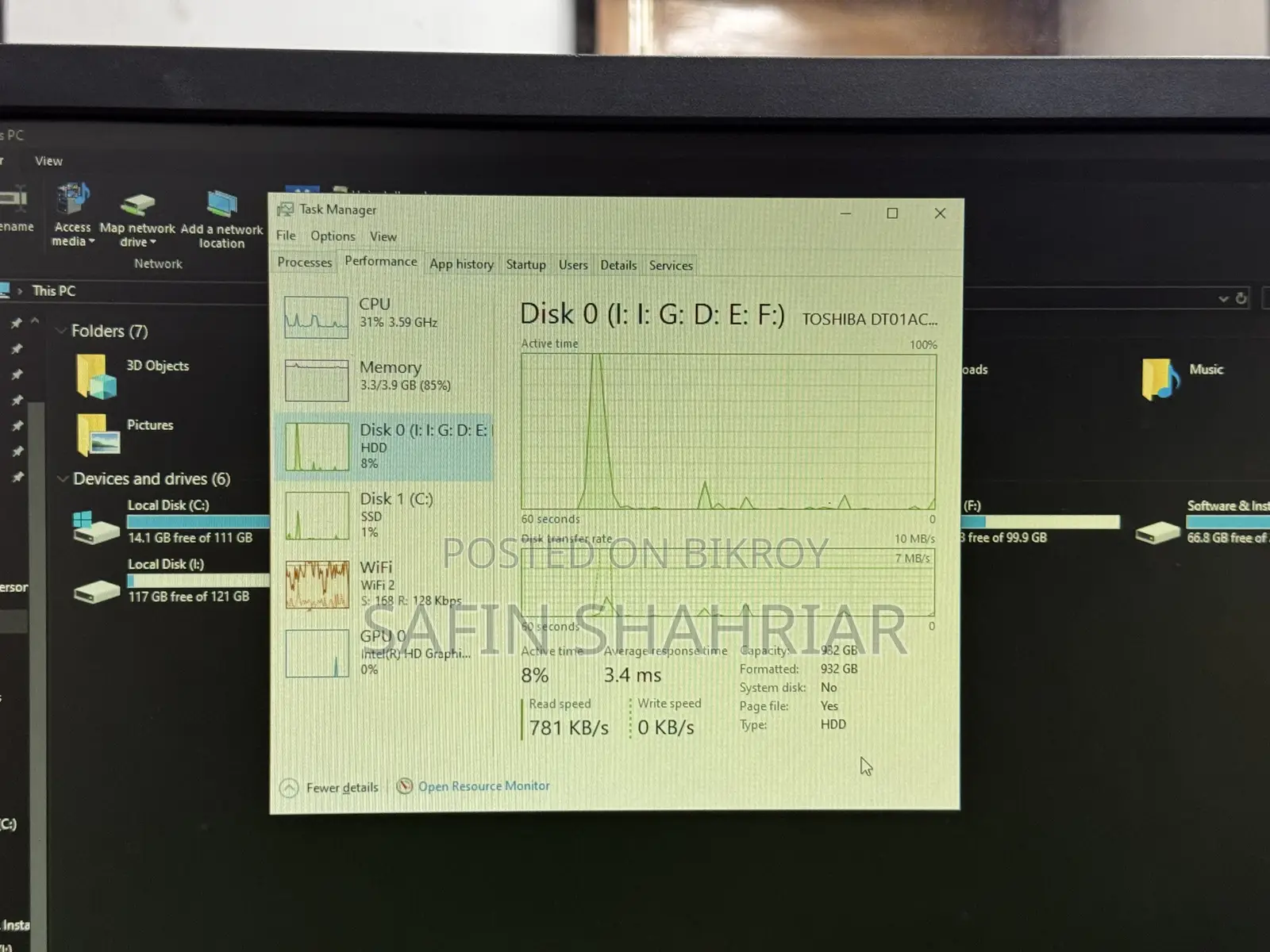 Desktop Computer Microsoft 4GB Intel Core i3 SSD 1TB