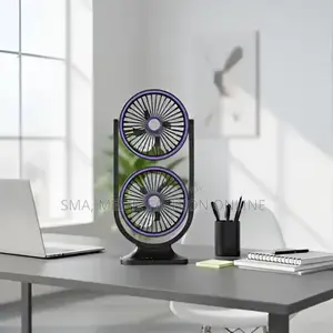 Dual Head Rechargeable Desk Fan for Bedroom/Office Use