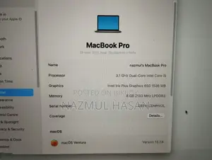 Laptop Apple MacBook Pro 2017 8GB Intel Core I5 SSD 256GB