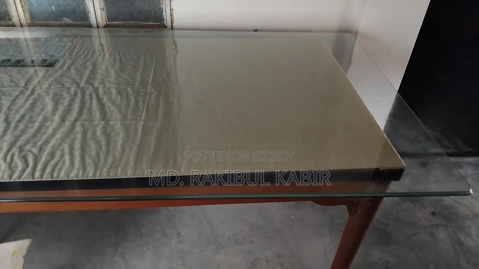 Glass Dining Table (Wooden Frame)