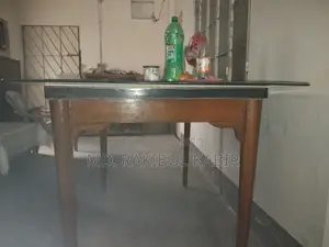 Glass Dining Table (Wooden Frame)