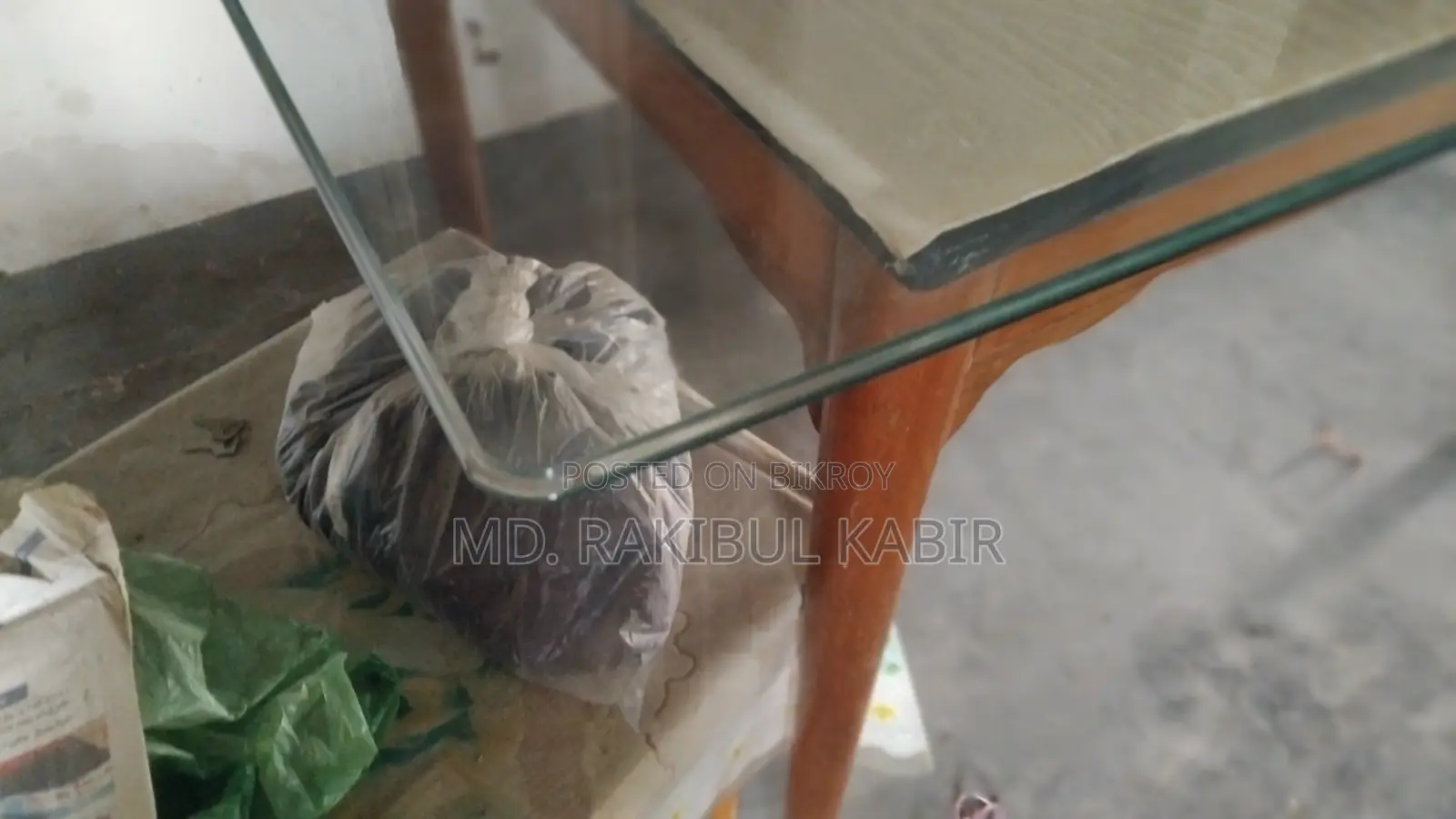 Glass Dining Table (Wooden Frame)