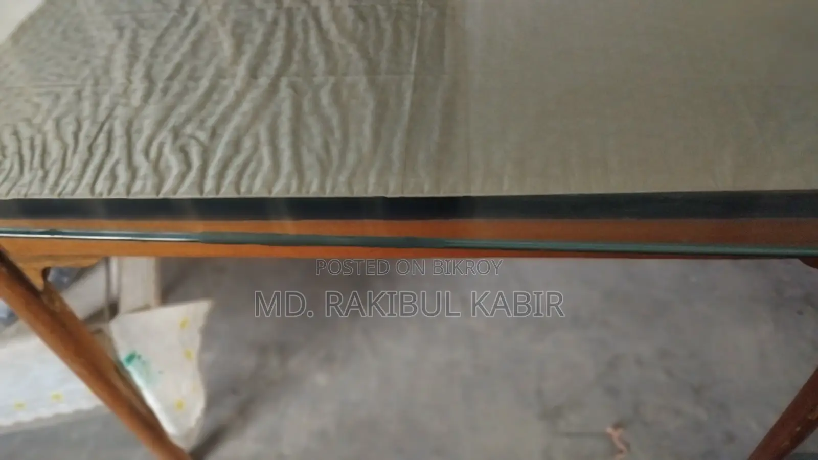 Glass Dining Table (Wooden Frame)