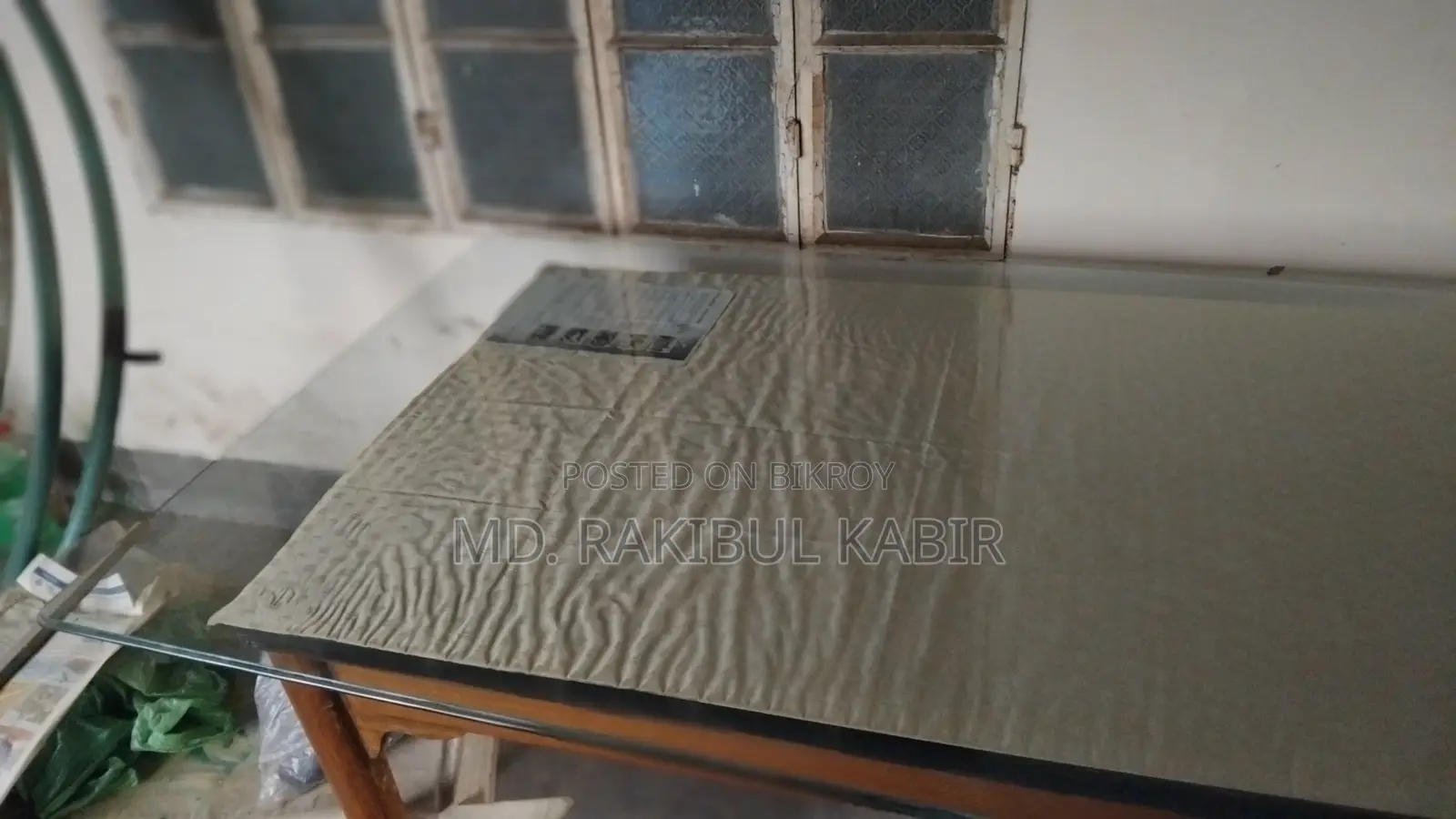 Glass Dining Table (Wooden Frame)