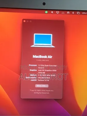 Laptop Apple MacBook Air 2012 4GB Intel Core 5 SSD 128GB