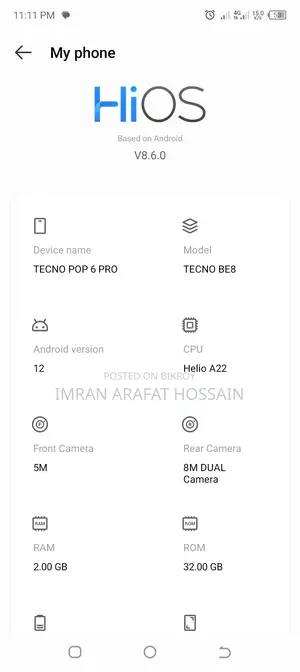 Tecno Pop 6 Pro 32 GB Blue