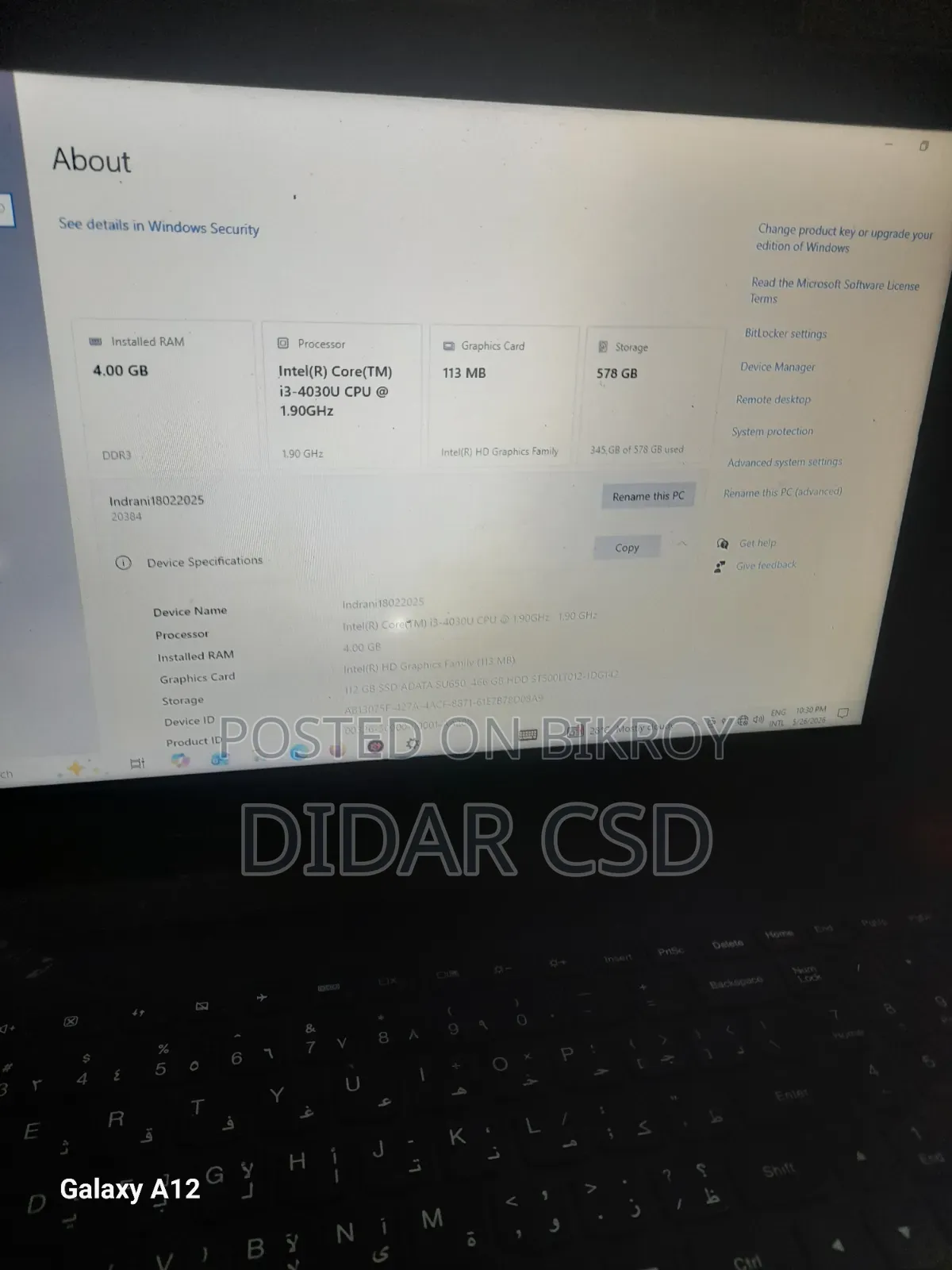 Laptop Lenovo B570 4GB Intel Core i3 HDD 500GB