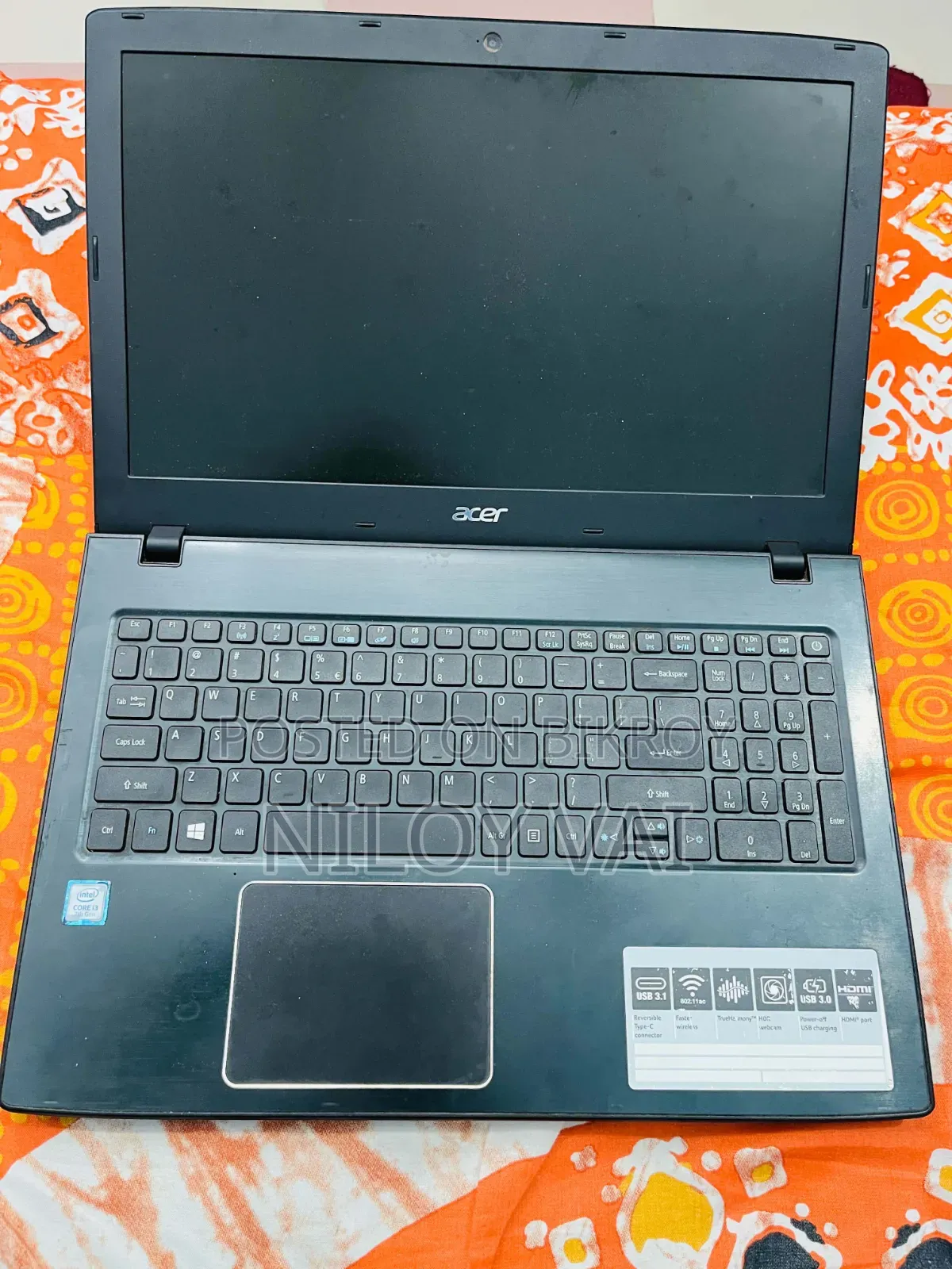 ল্যাপটপ Acer Aspire E5-576 ৮জিবি ইন্টেল কোর আই৩ এইচডিডি ১টিবি