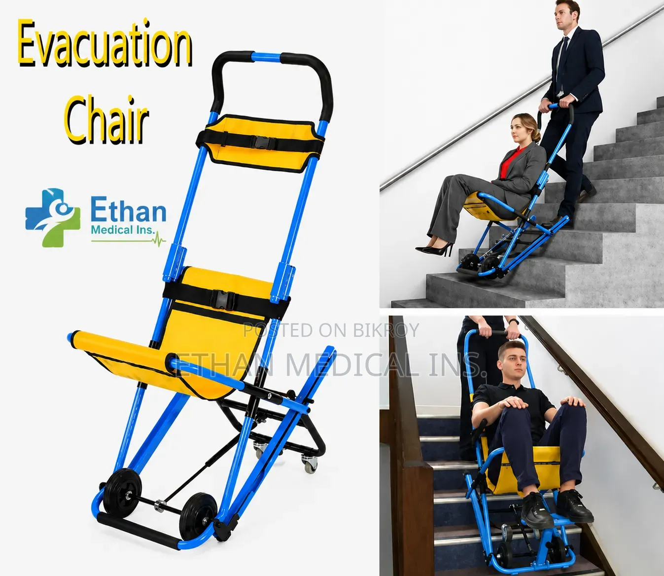 Stair Climber Chair, Foldable Evacuation for Disabled Elderly People