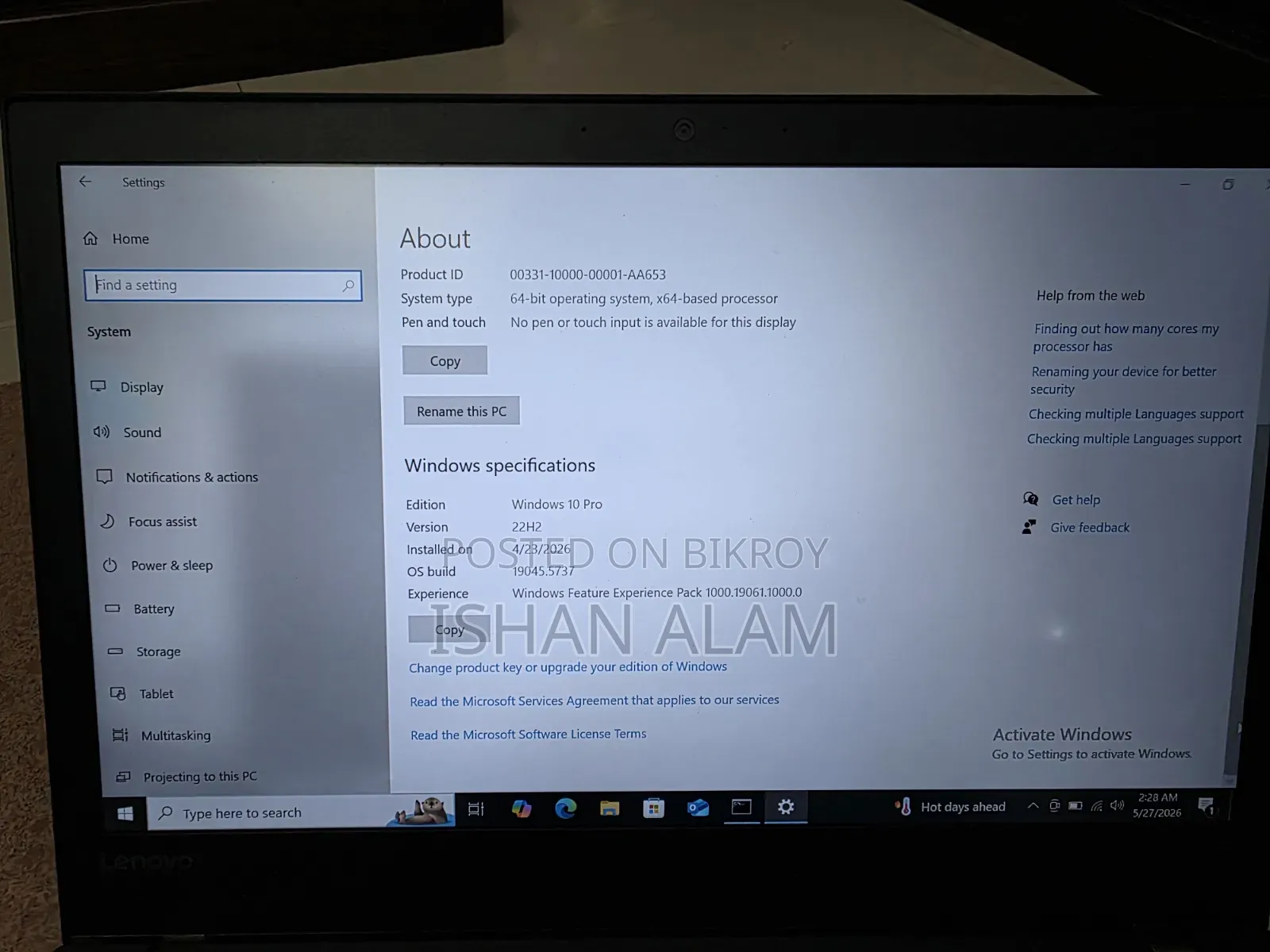 Laptop Lenovo ThinkPad T470 8GB Intel Core I5 SSD 256GB