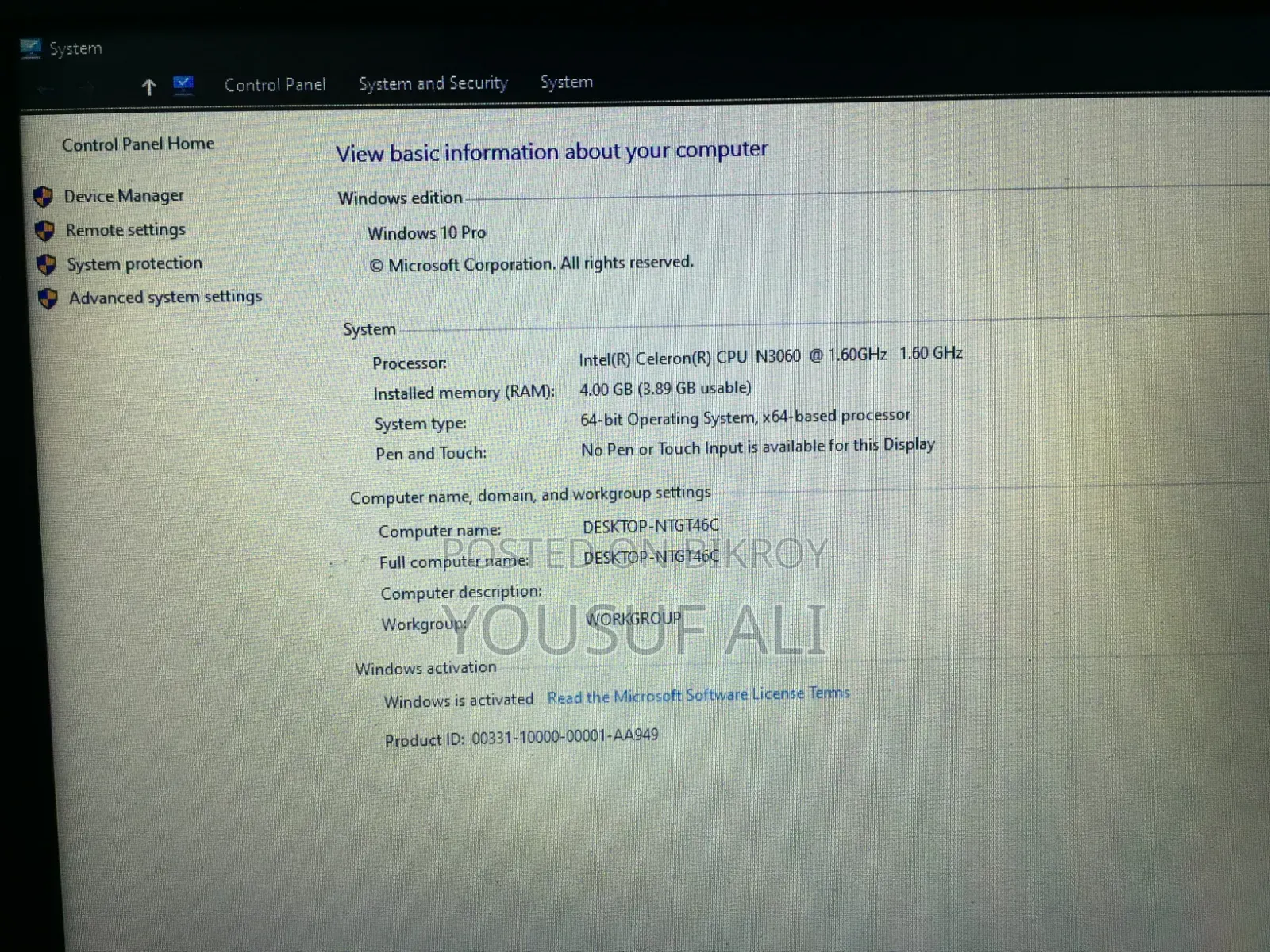 Laptop Asus 4GB Intel Celeron SSD 256GB