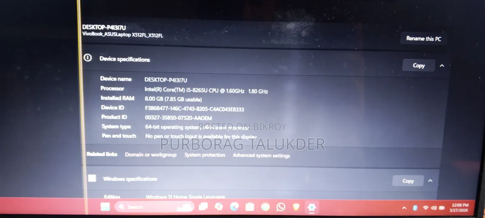 Laptop Asus Vivobook 16 8GB Intel Core I5 HDD+SSD 1TB