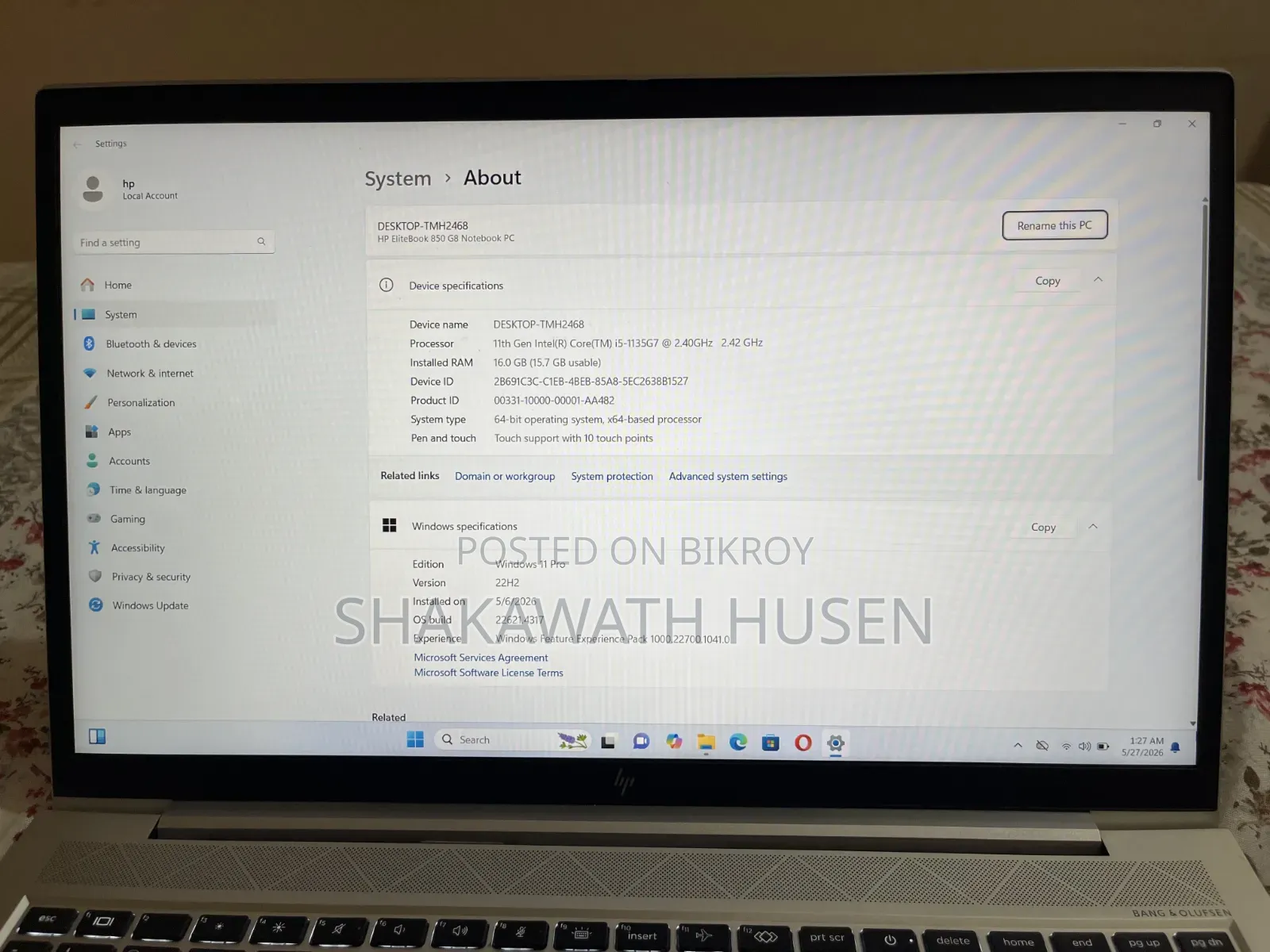 Laptop HP EliteBook 850 G8 16GB Intel Core I5 SSD 512GB