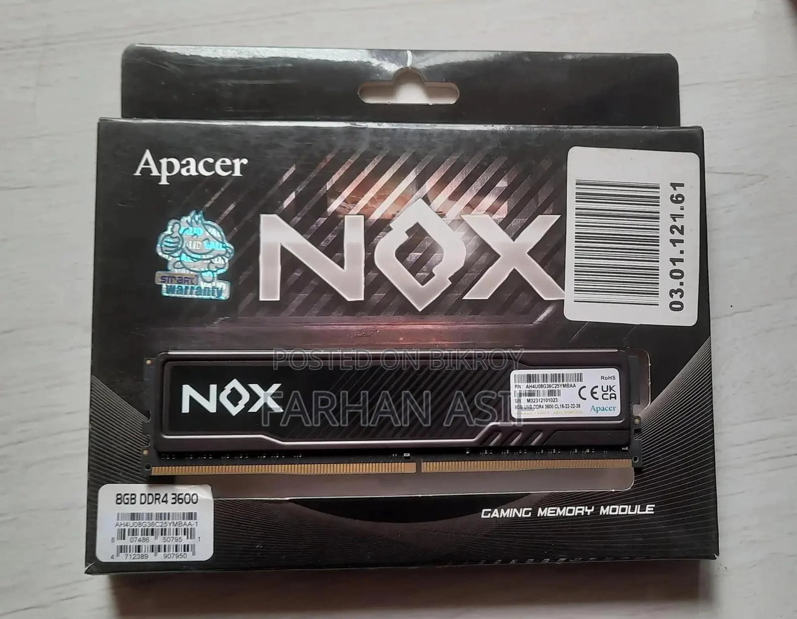 Apacer Nox 8gb Ddr4 3600mhz Gaming Desktop Ram