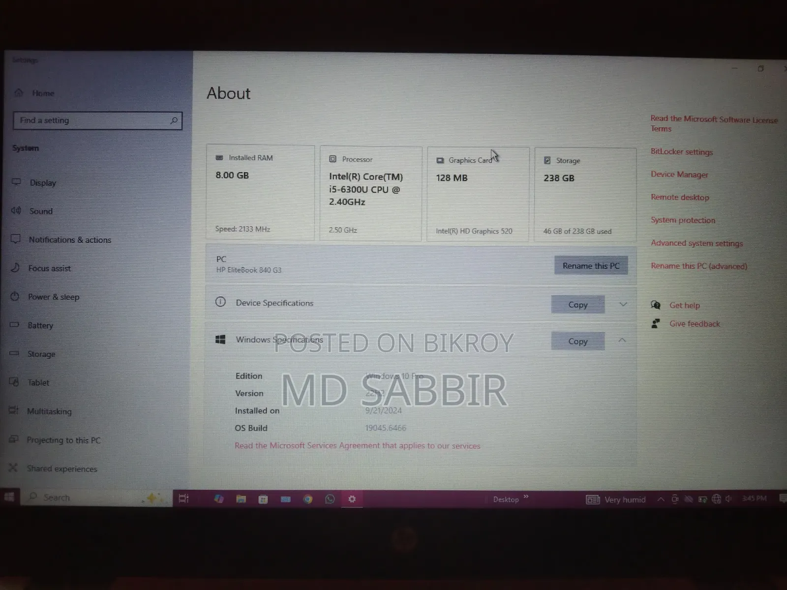 Laptop HP EliteBook 840 G3 8GB Intel Core I5 SSD 256GB