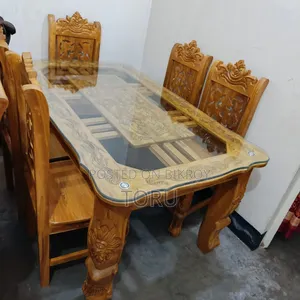 Chittagong Teak Wood Dining Table 6 Chairs