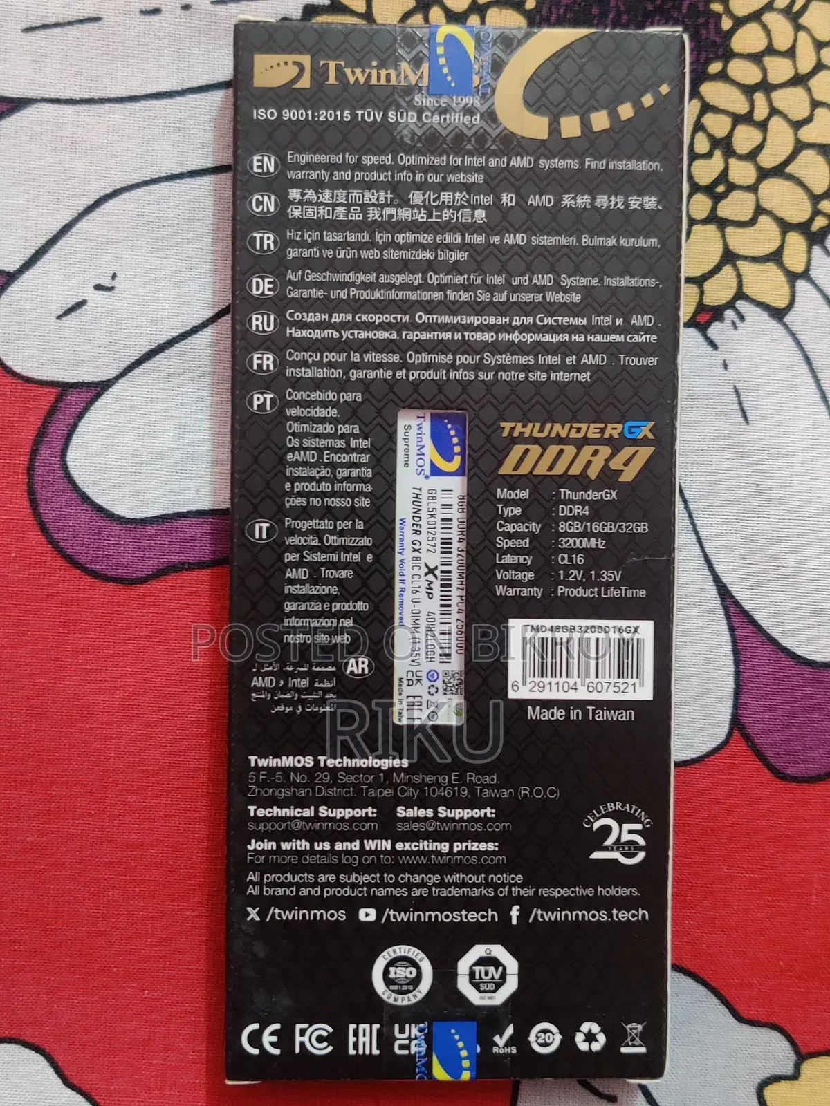 Twinmos Thunder Gx 8gb Ddr4 3200mhz U-dimm Desktop Ram With Heatsink