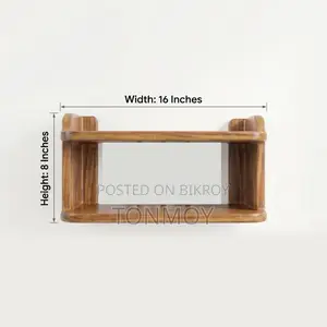 Router wall shelf made of solid mahogany wood