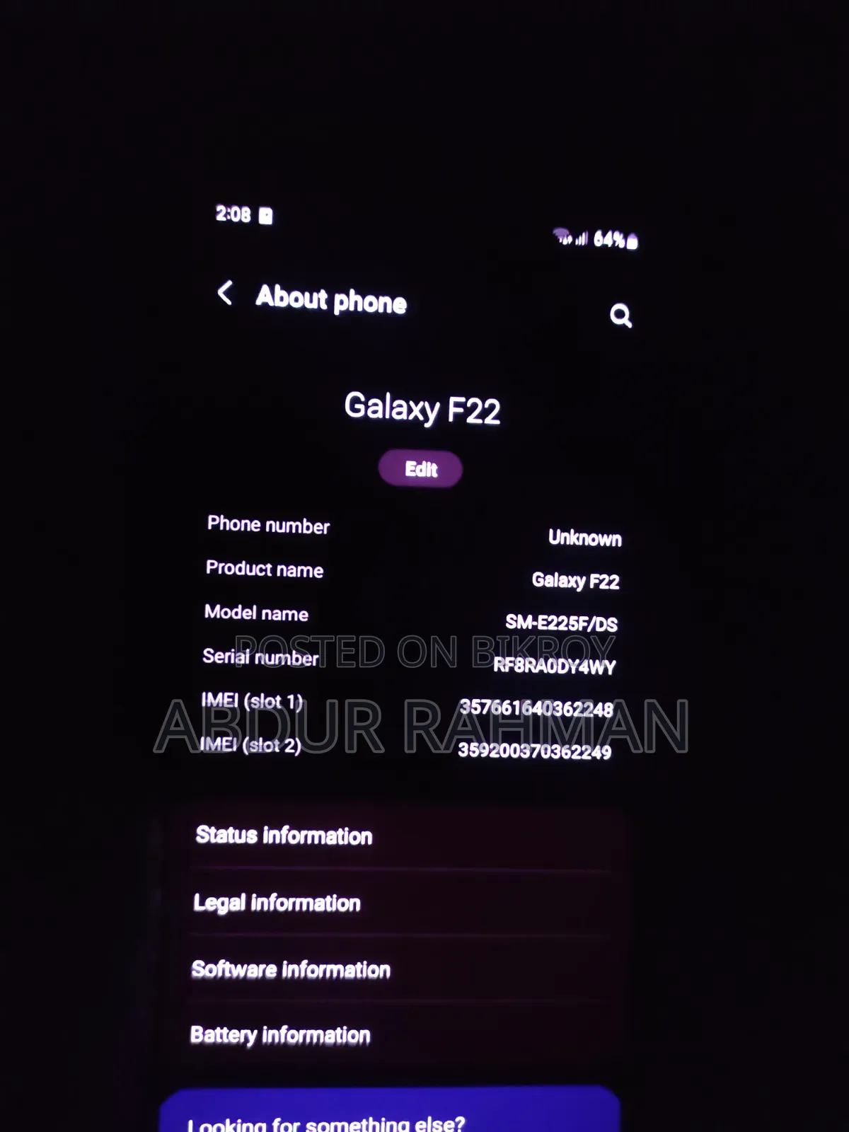 New Samsung Galaxy F22 128 GB Black