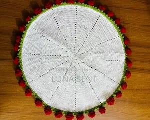 Crochet Rose Flower Bouquet, Flower Stick and Coaster.