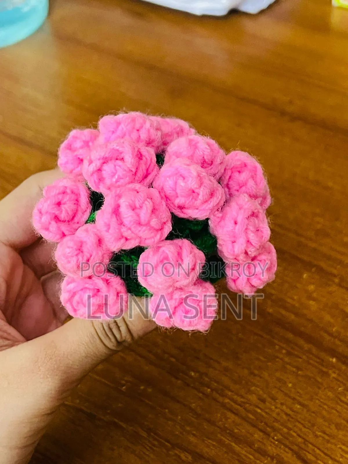 Crochet Rose Flower Bouquet, Flower Stick and Coaster.