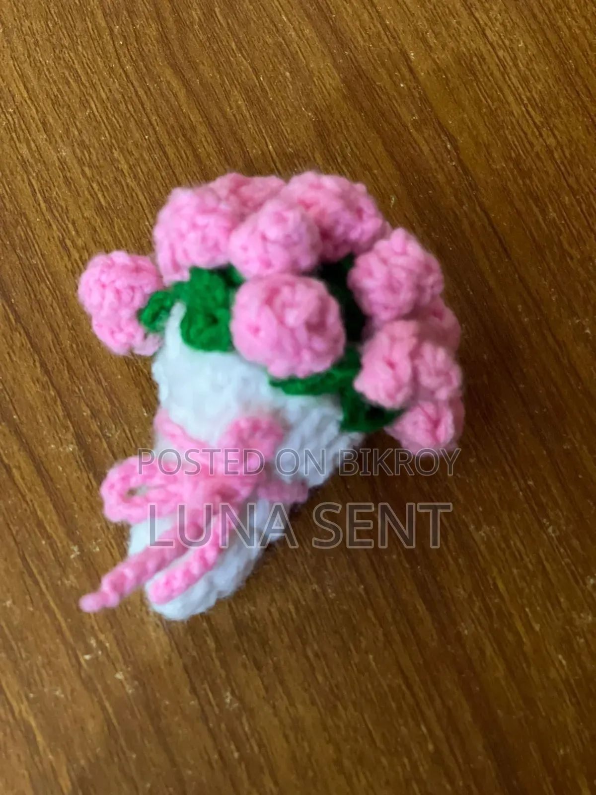 Crochet Rose Flower Bouquet, Flower Stick and Coaster.