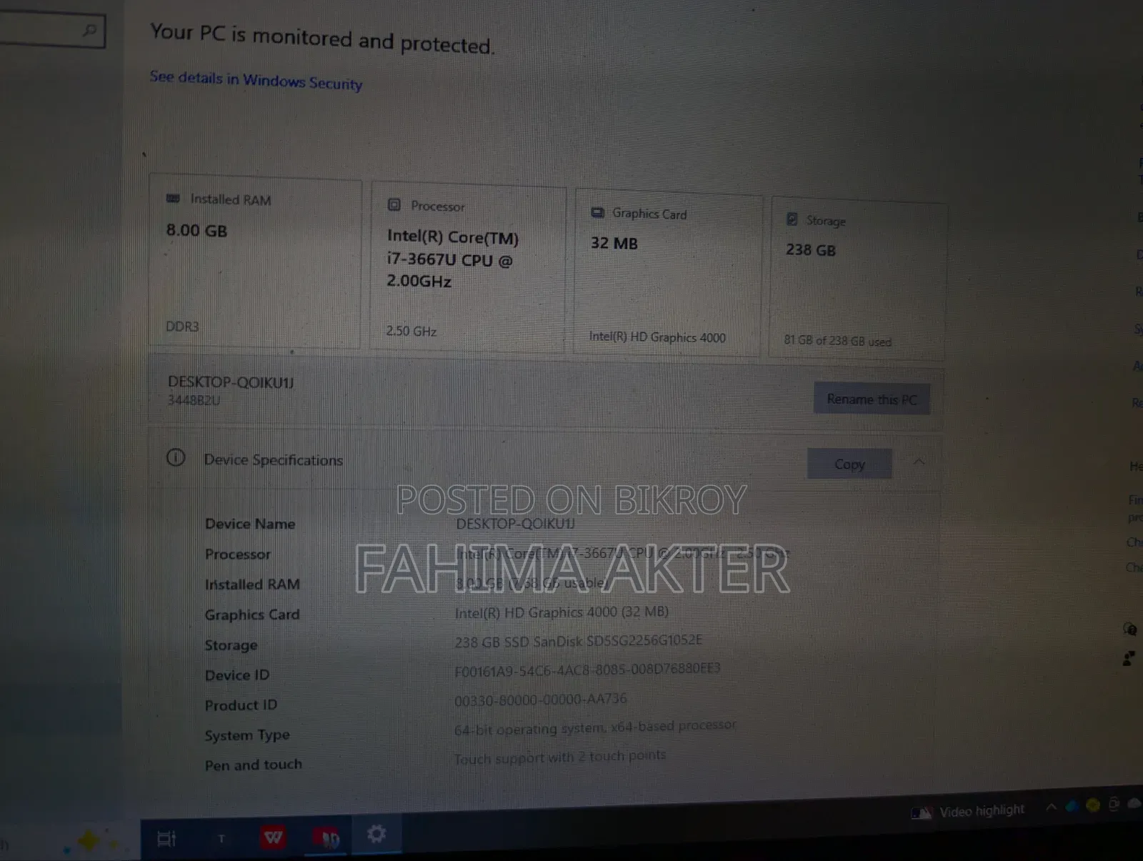 Laptop Lenovo ThinkPad X1 Carbon 8GB Intel Core i7 SSD 128GB