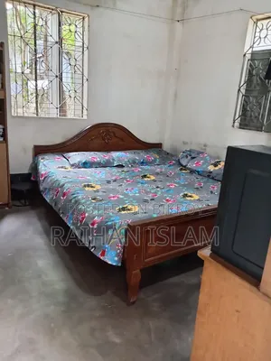 Teak wood 7x6 feet bed and mattress, quilt for sale.