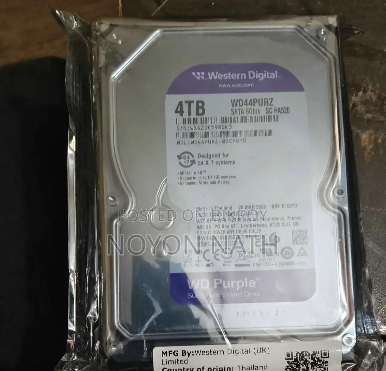 Western Digital Wd40purx 4tb Purple Surveillance HDD