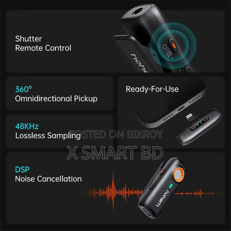 Hohem Mic-01 (1tx+1rx) অ্যান্ড্রয়েডের জন্য মাইক্রোফোন