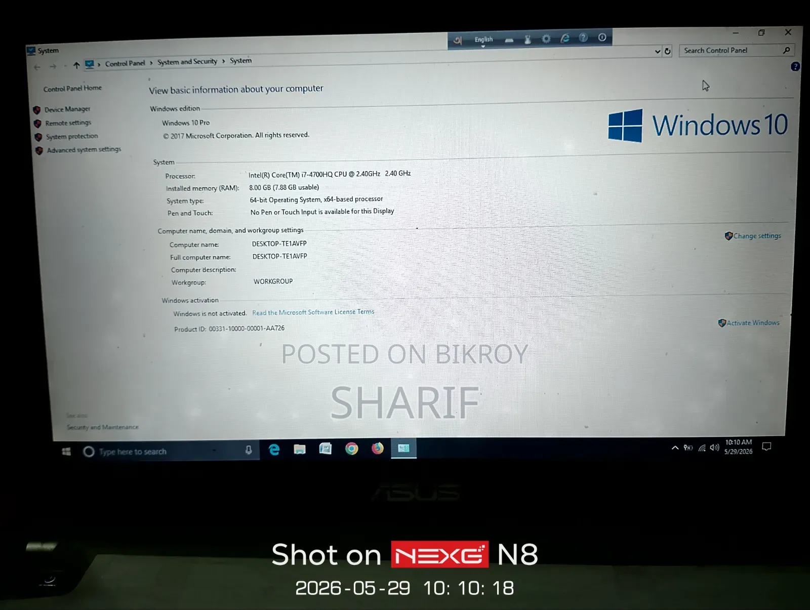 Laptop Asus 8GB Intel Core I7 HDD+SSD 750GB