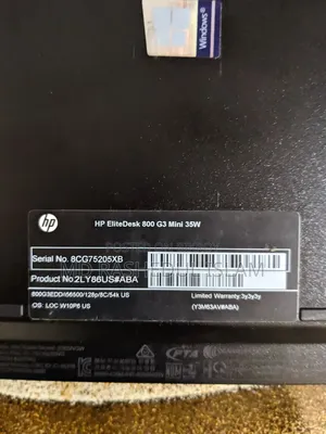 Desktop Computer HP EliteDesk 800 G3 16GB Intel Core I5 SSD 256GB