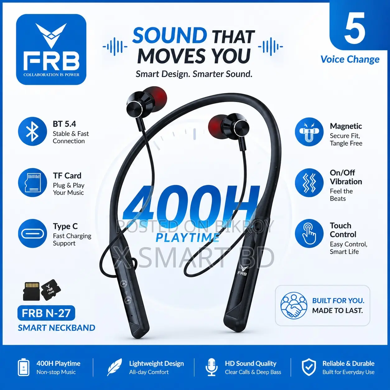 FRB-N27 Wireless Neckband – 400h