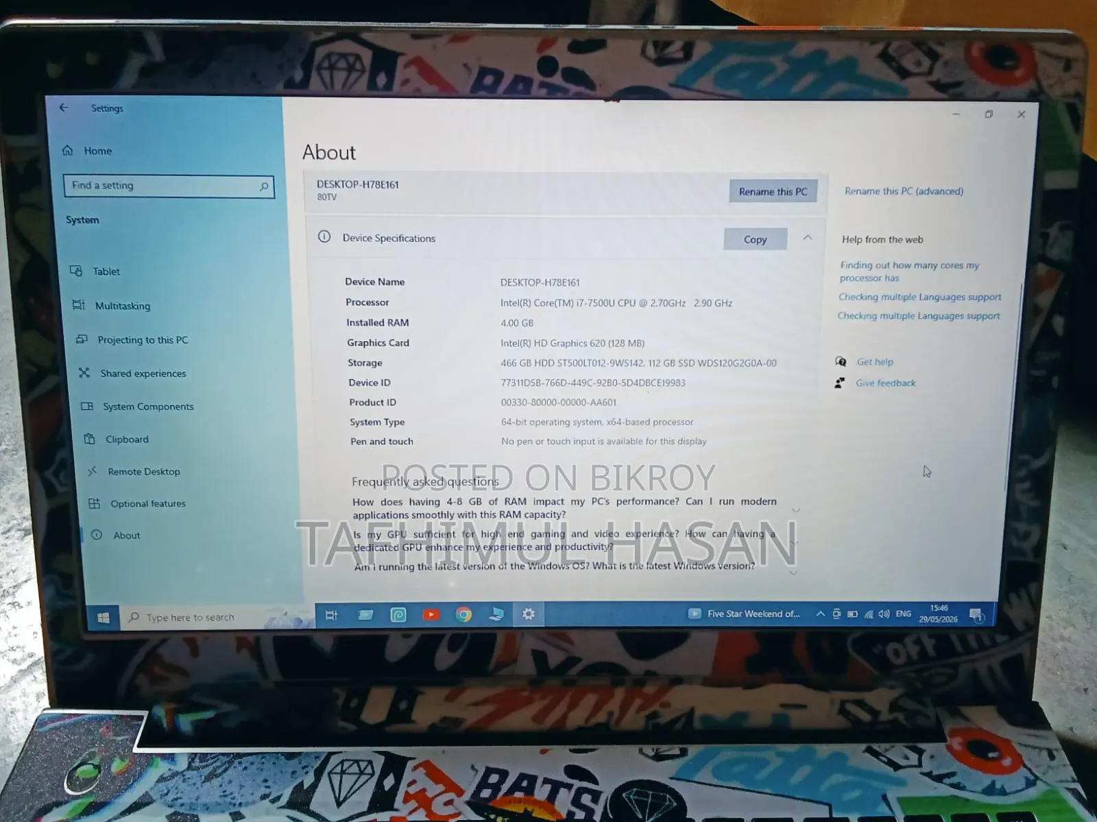 Laptop Lenovo IdeaPad 310 4GB Intel Core i7 HDD+SSD 128GB