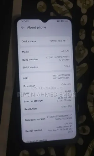 Huawei Nova Y61 64 GB Black