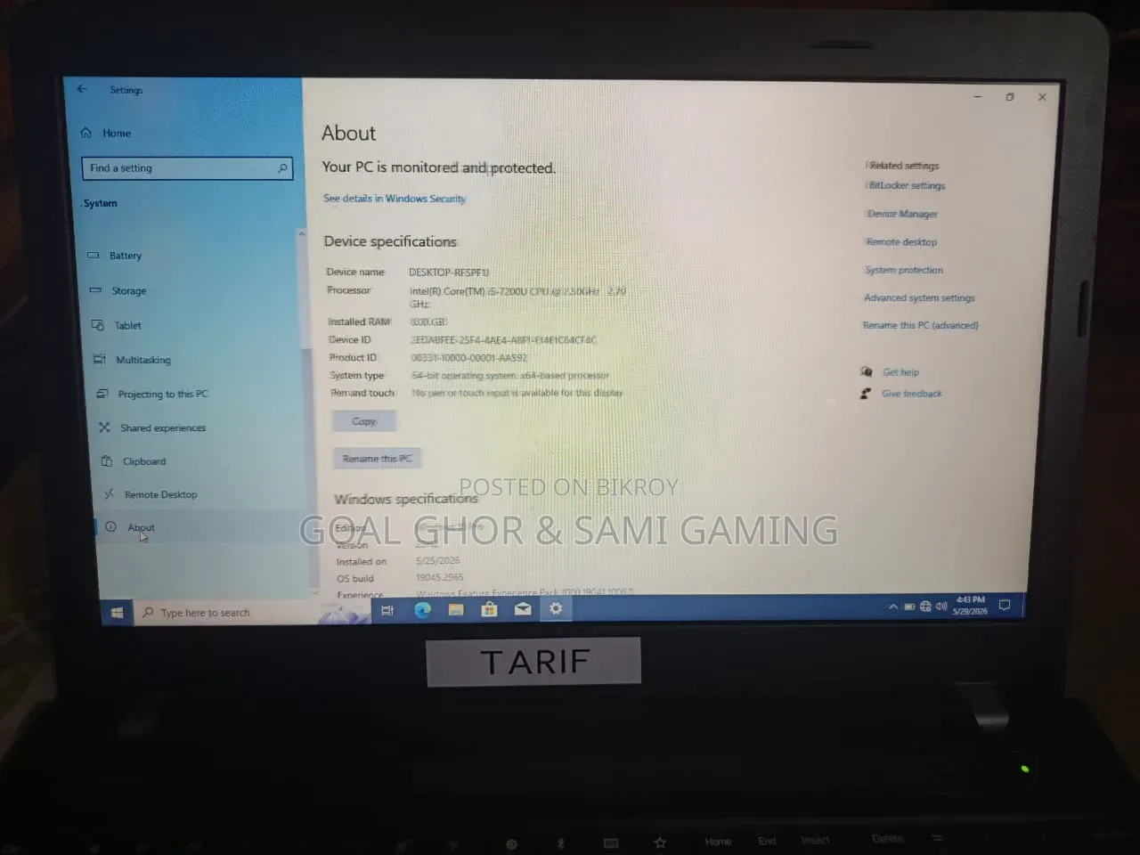 Laptop Lenovo ThinkPad T470 8GB Intel Core I5 SSD 128GB