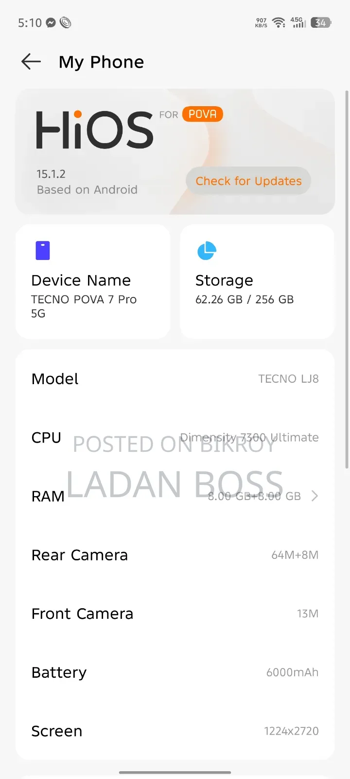 New Tecno Pova 7 Pro 5G 256 GB