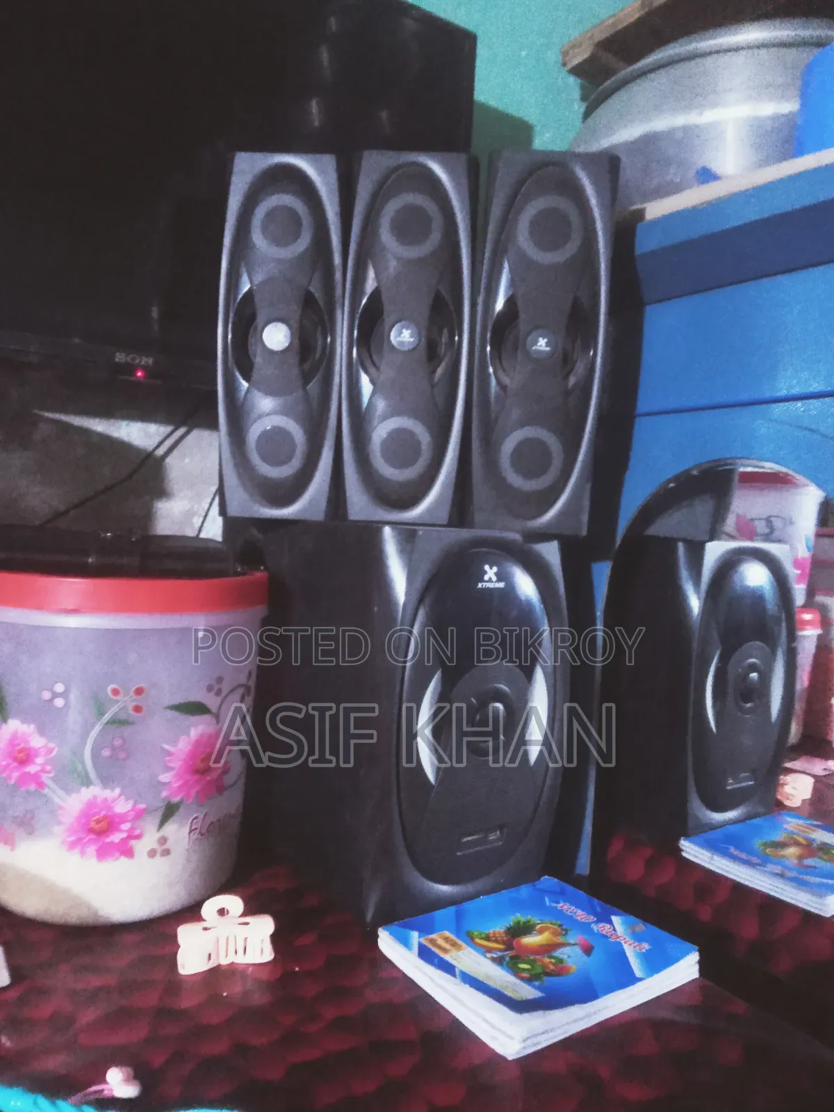 Three small sound boxes and one big one